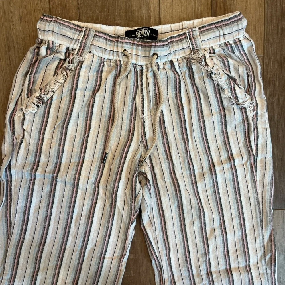Rewash (Macy’s) brand striped linen blend boho wide leg pants size XS EUC‎